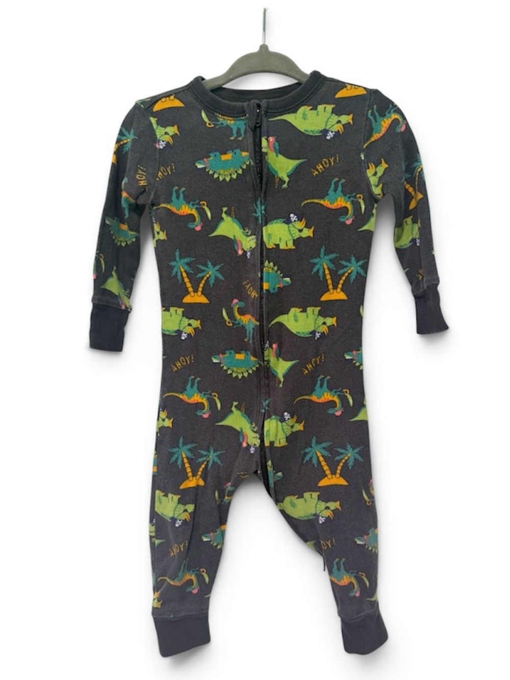 Kids Pirate Dinosaur Zip-Front One-Piece Pajamas